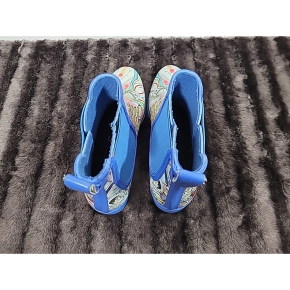 Jeffrey Campbell "Women Unite" Boots Size 8 Comic Art Elastic Ankle Blue Sole - Picture 4 of 10